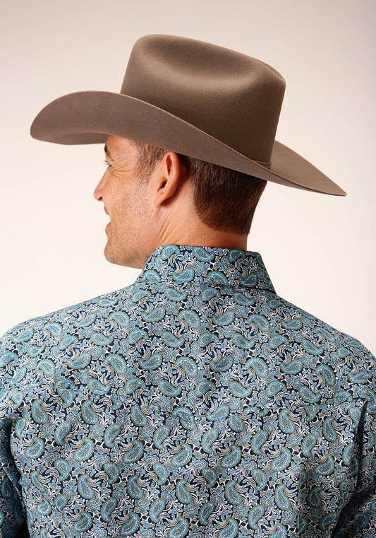 Roper Mens Long Sleeve Snap Peacock Paisley Western Shirt - Flyclothing LLC