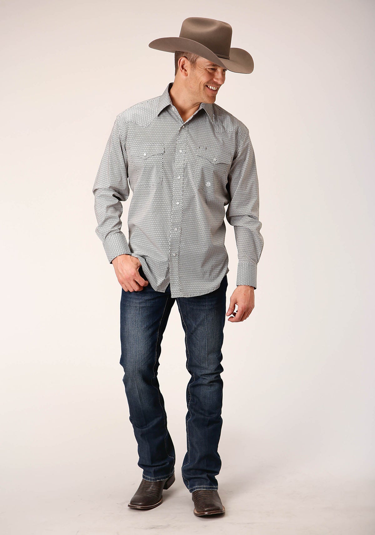 Roper Mens Long Sleeve Snap Climbing Diamond Western Shirt - Flyclothing LLC