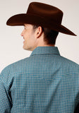 Roper Mens Long Sleeve Snap Azure Neat Western Shirt - Flyclothing LLC