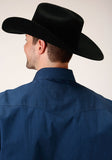 Roper Mens Long Sleeve Snap Black Fill Solid Blue Western Shirt - Flyclothing LLC