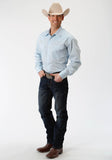 Roper Mens Blue Solid Long Sleeve Western Snap Shirt - Flyclothing LLC