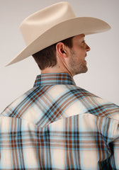 Roper Mens Long Sleeve Snap Cocao Plaid Western Shirt - Flyclothing LLC