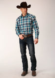 Roper Mens Long Sleeve Snap Blueberry Plaid Western Shirt - Flyclothing LLC