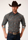 Roper Mens Long Sleeve Button Canyon Paisley Western Shirt