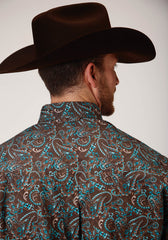 Roper Mens Long Sleeve Button Canyon Paisley Western Shirt - Flyclothing LLC