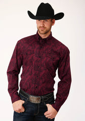 Roper Mens Long Sleeve Button Oakleaf Paisley Western Shirt