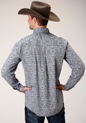 Roper Mens Long Sleeve Button Crystal Medallion Western Shirt - Flyclothing LLC