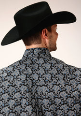 Roper Mens Long Sleeve Button Starry Night Paisley Western Shirt - Flyclothing LLC