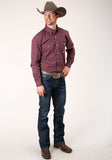 Roper Mens Long Sleeve Button Point Diamonds Wine Western Shirt - Flyclothing LLC