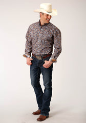 Roper Mens Long Sleeve Button Country Paisley Western Shirt - Flyclothing LLC