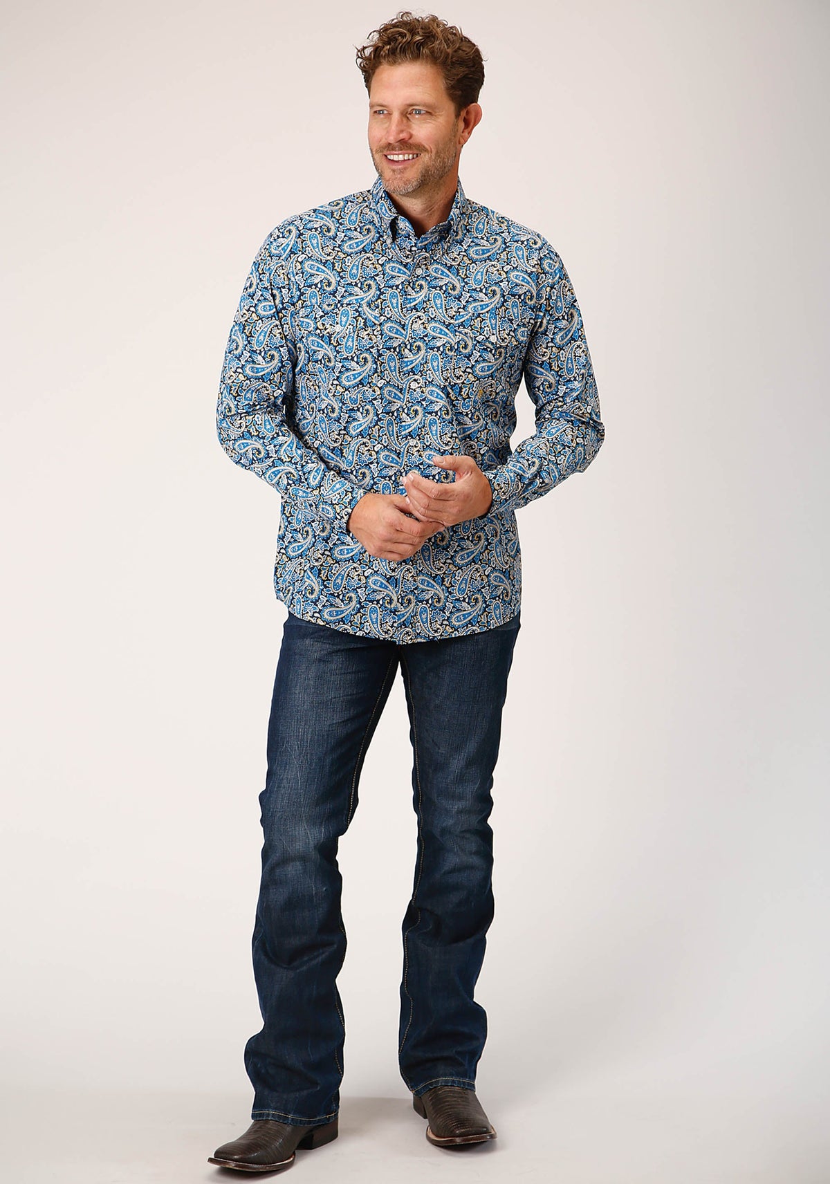 Roper Mens Long Sleeve Button Amarillo Paisley Western Shirt - Flyclothing LLC