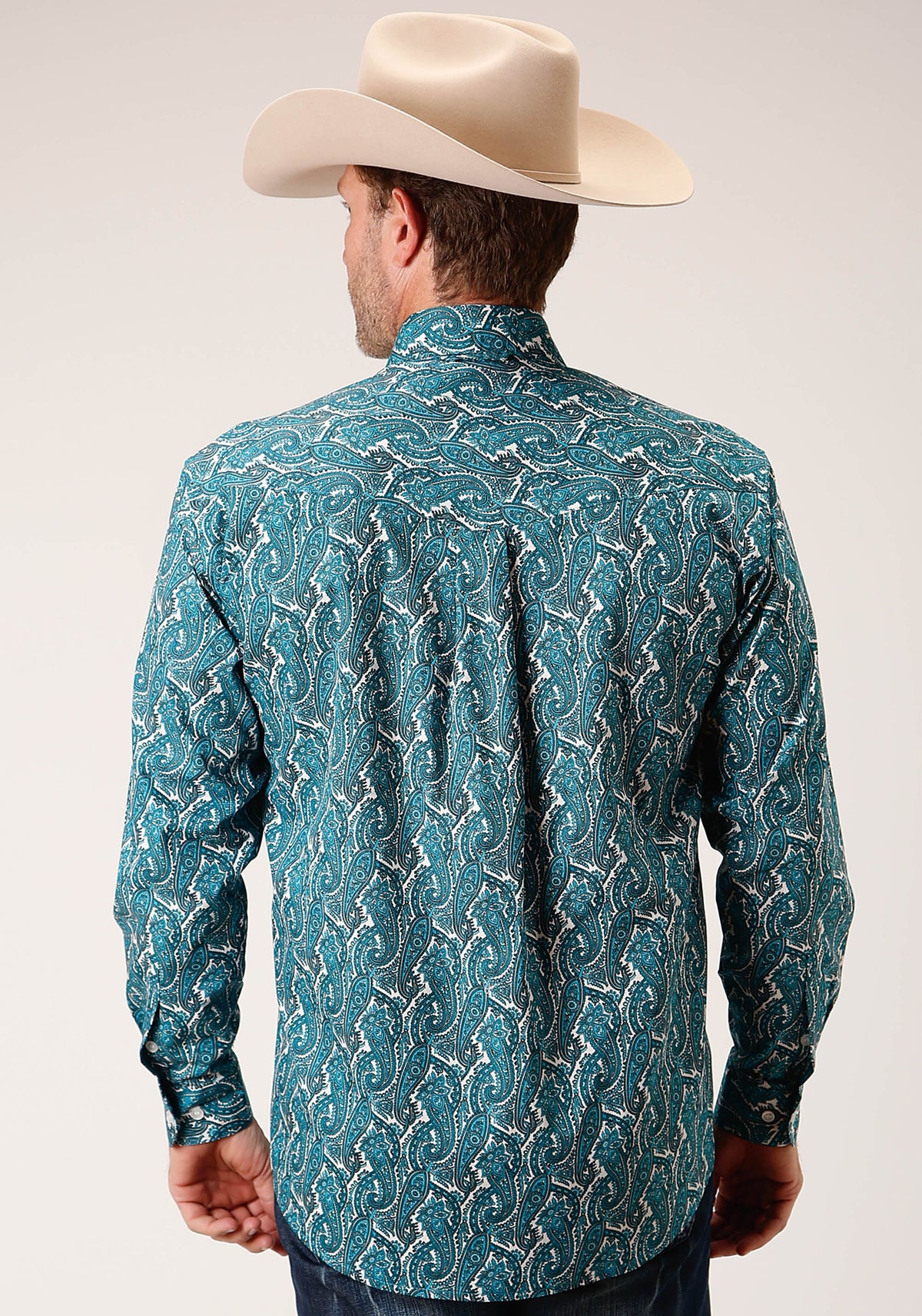 Roper Mens Long Sleeve Button Upstream Paisley Western Shirt - Flyclothing LLC