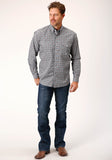 Roper Mens Long Sleeve Button Silver Foulard Western Shirt - Flyclothing LLC