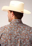 Roper Mens Long Sleeve Button Copper Spring Paisley Western Shirt - Flyclothing LLC