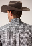 Roper Mens Long Sleeve Button Diamond Star Geo Grey Western Shirt - Flyclothing LLC