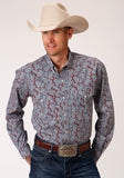 Roper Mens Long Sleeve Button Liberty Paisley Western Shirt