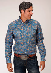 Roper Mens Long Sleeve Button Amarillo Paisley Western Shirt