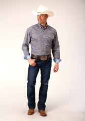 Roper Mens Long Sleeve Button Valley Paisley Western Shirt - Flyclothing LLC