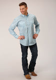 Roper Mens Long Sleeve Button Turquoise Medallion Western Shirt - Flyclothing LLC