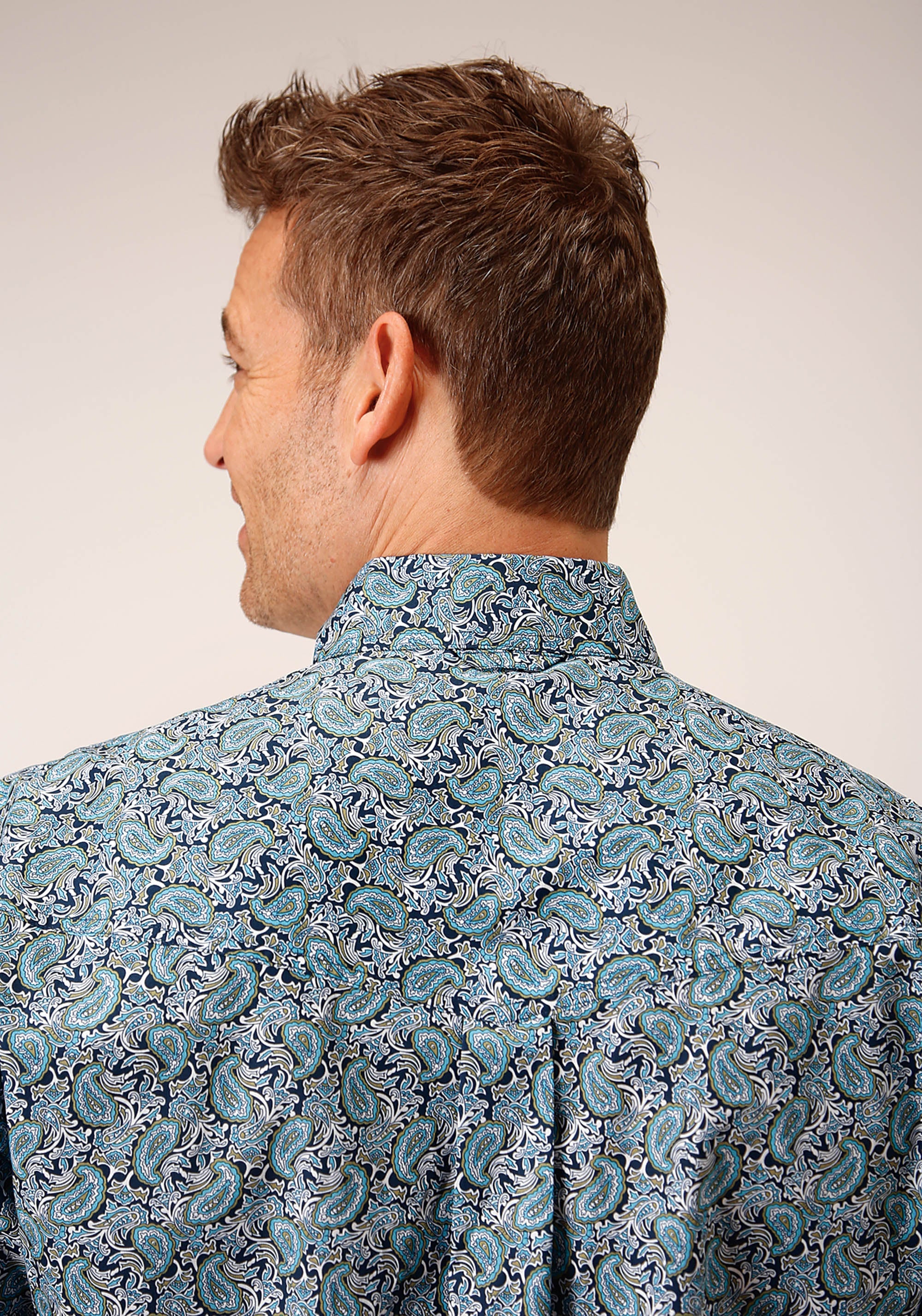 Roper Mens Long Sleeve Button Peacock Paisley Western Shirt - Flyclothing LLC