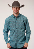 Roper Mens Long Sleeve Button Medallion Paisley Western Shirt