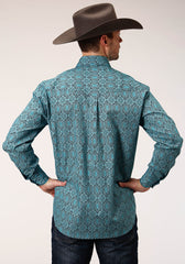 Roper Mens Long Sleeve Button Medallion Paisley Western Shirt - Flyclothing LLC