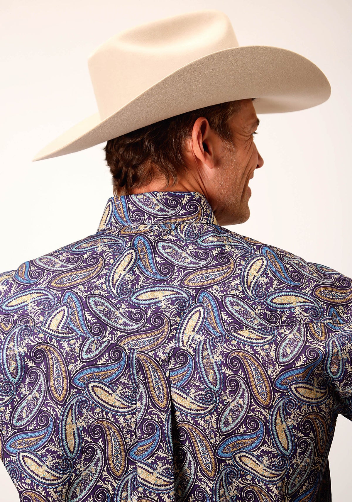 Roper Mens Long Sleeve Button Royal Paisley Western Shirt - Flyclothing LLC