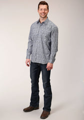 Roper Mens Long Sleeve Button Crystal Medallion Western Shirt - Flyclothing LLC