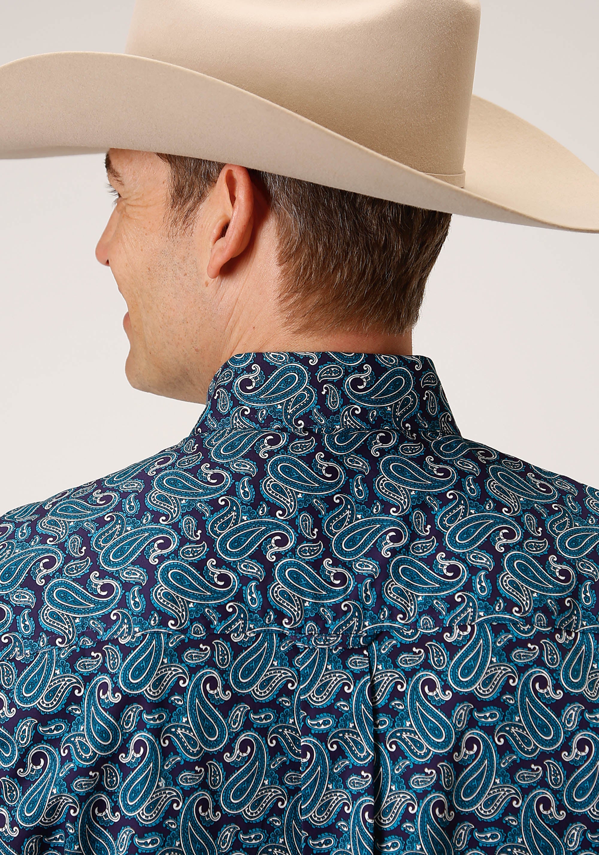 Roper Mens Long Sleeve Button Purple Sage Paisley Western Shirt - Flyclothing LLC