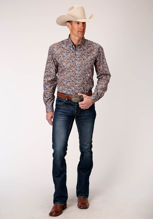 Roper Mens Long Sleeve Button Country Paisley Western Shirt - Flyclothing LLC