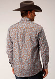 Roper Mens Long Sleeve Button Copper Spring Paisley Western Shirt - Flyclothing LLC