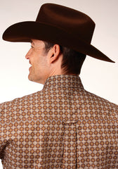 Roper Mens Long Sleeve Button Cinnamon Foulard Western Shirt - Flyclothing LLC