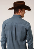 Roper Mens Long Sleeve Button Diamond Neat Navy Western Shirt - Flyclothing LLC