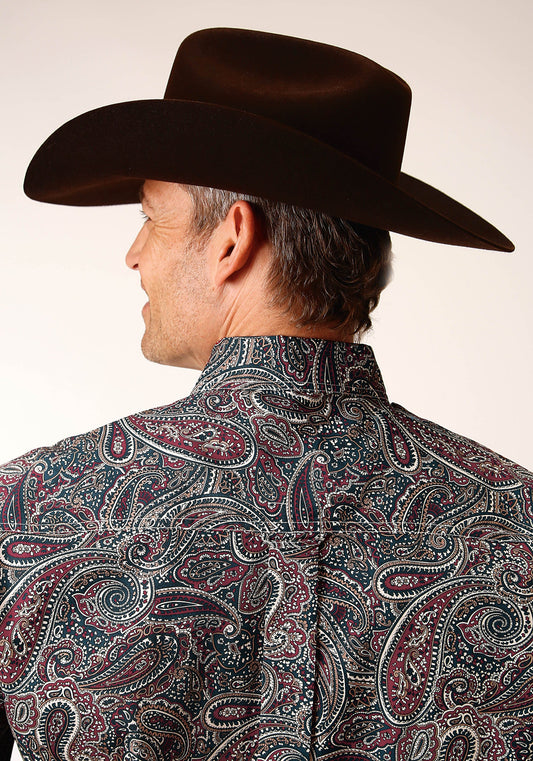 Roper Mens Long Sleeve Button Old Time Paisley Western Shirt - Flyclothing LLC