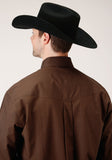 Roper Mens Long Sleeve Button Black Fill Brown Western Shirt - Flyclothing LLC