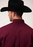 Roper Mens Long Sleeve Button Solid Black Fill Wine Western Shirt - Flyclothing LLC