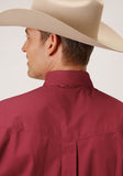 Roper Mens Long Sleeve Button Stretch Poplin Red Western Shirt - Flyclothing LLC