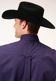 Roper Mens Long Sleeve Button Black Fill Solid Purple Western Shirt - Flyclothing LLC