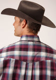 Roper Mens Long Sleeve Button Wine Plaid Western Shirt - Flyclothing LLC