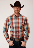 Roper Mens Long Sleeve Button Canyon Plaid Western Shirt