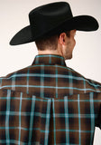 Roper Mens Long Sleeve Button Dark Chocolate Plaid Western Shirt - Flyclothing LLC