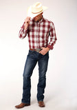 Roper Mens Long Sleeve Button Red Ombre Western Shirt - Flyclothing LLC