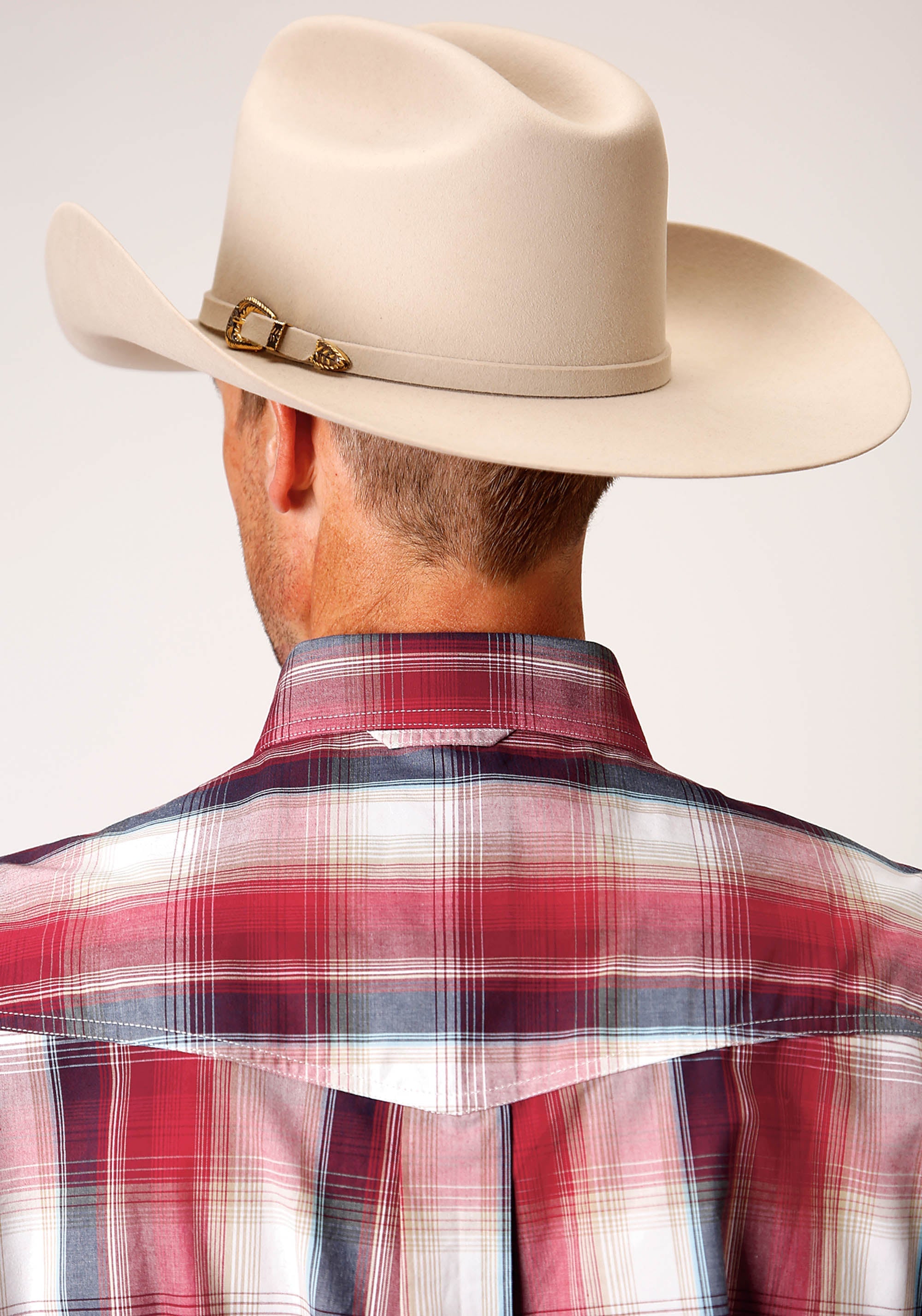 Roper Mens Long Sleeve Button Red Apple Plaid Western Shirt - Flyclothing LLC
