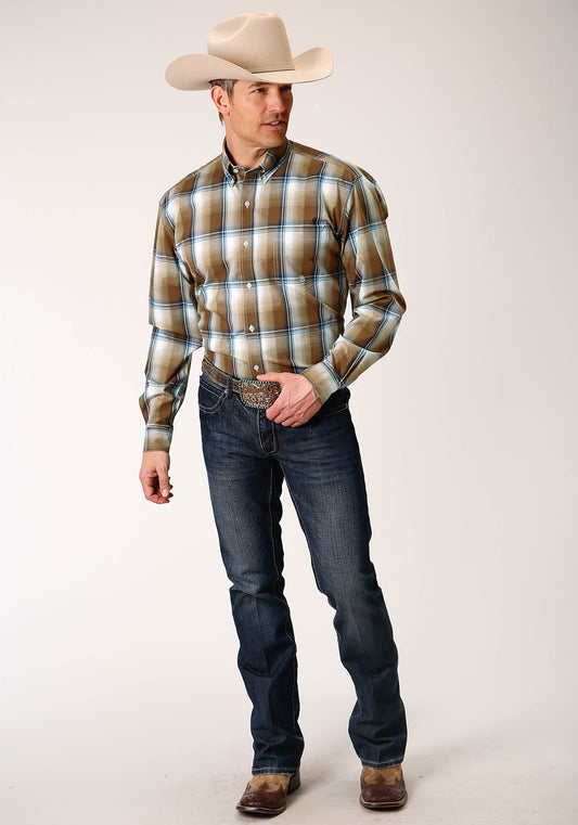 Roper Mens Long Sleeve Button Country Road Ombre Western Shirt - Flyclothing LLC