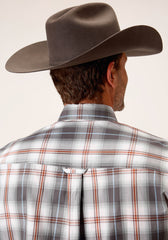 Roper Mens Long Sleeve Button Smokey Plaid Western Shirt - Flyclothing LLC