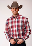 Roper Mens Long Sleeve Button Red Apple Plaid Western Shirt