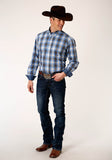 Roper Mens Long Sleeve Button Storm Blue Ombre Western Shirt - Flyclothing LLC