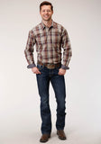 Roper Mens Long Sleeve Button Cider Plaid Western Shirt - Flyclothing LLC