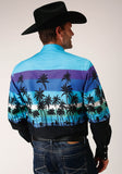 Roper Mens Long Sleeve Snap Beach Roundup Border Western Shirt - Flyclothing LLC