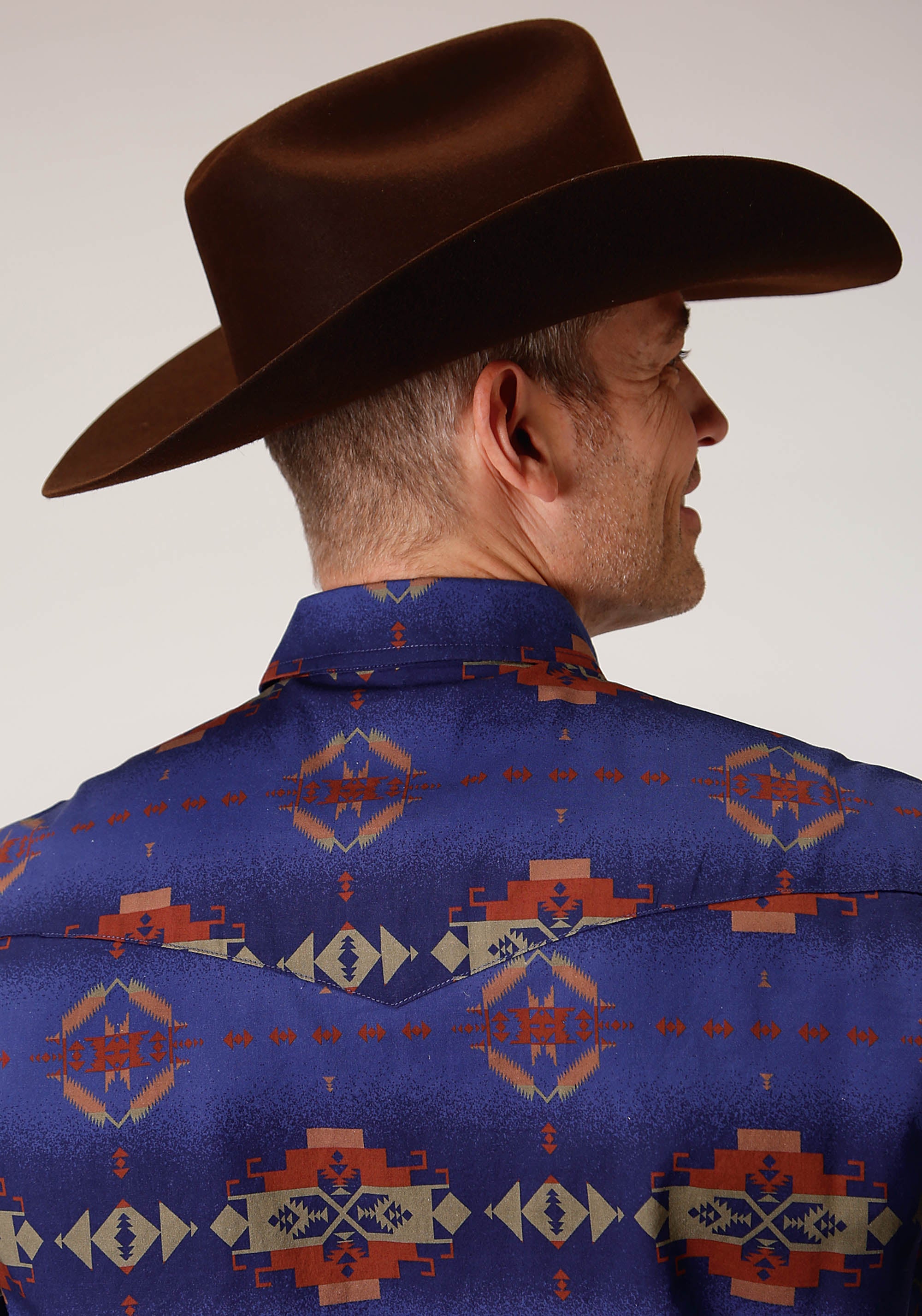 Roper Mens Long Sleeve Snap Night Aztec Print Western Shirt - Flyclothing LLC